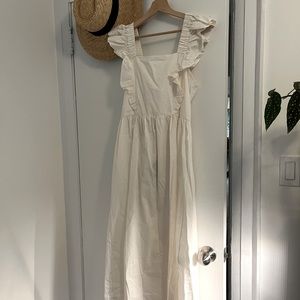 White cottage core open back tie dress